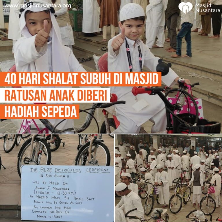 40 Hari Shalat Subuh di Masjid, Ratusan Anak Diberi Hadiah Sepeda