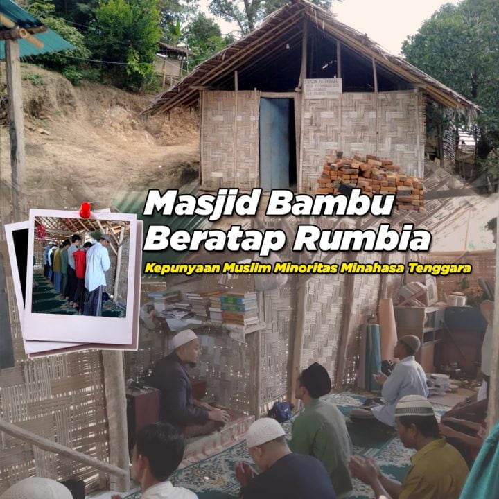 Miris, Muslim Minoritas Minahasa Beribadah di Masjid Bambu Beratap Rumbia